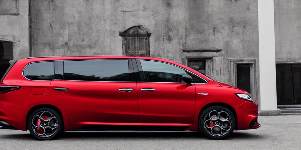 Image similar to “2022 Alfa Romeo Minivan, red”