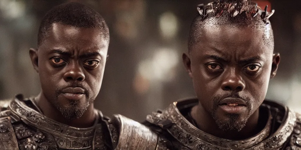 Prompt: a film still of daniel kaluuya starring as a japanese samurai in a japanese blockbuster film, shallow depth of field, cinematic, award winning cgi, vfx, film still