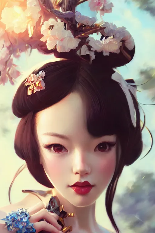 Image similar to a pin up and beautiful fashion charming dreamlke japan girl with lv jewelry, character art, art by artgerm lau and wlop and and ilya kuvshinov and john singer sargent, hyperdetailed, 8 k realistic, symmetrical, frostbite 3 engine, cryengine, dof, trending on artstation, digital art