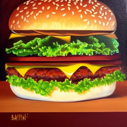 Prompt: oil painting of a burger king