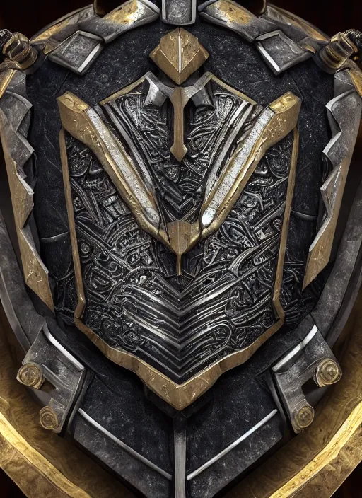 Prompt: hyper realistic glorious ancient shield in a obsidian metal armor, futuristic design, designed by makoto kobayashi and luca zampriolo, cyberpunk style, wood and gold details, intricate, extremely detailed, ornate, deep of field, hard surface, exoskeleton, substance designer metal unreal engine. amazing likeness. very detailed.