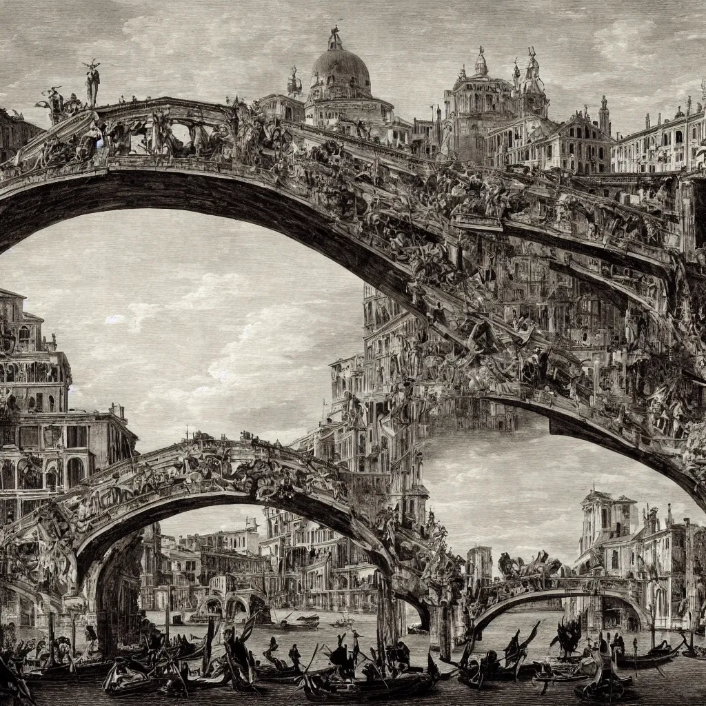 Image similar to the bridges of venice by piranesi