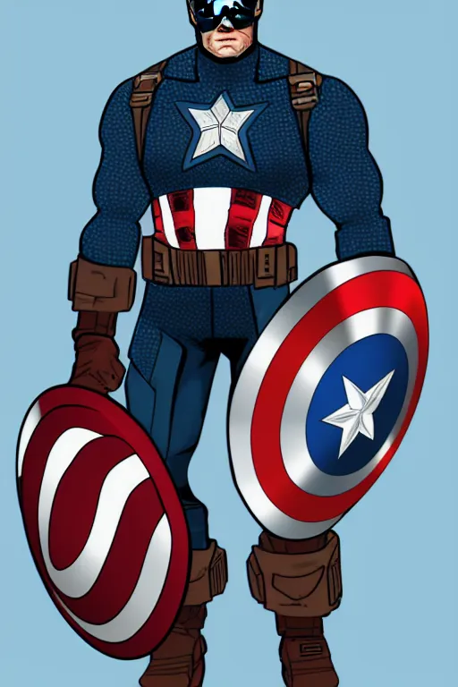 Image similar to Captain America high quality digital painting in the style of Laurie Greasley