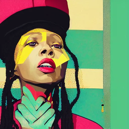 Image similar to Erykah Badu profile picture by Sachin Teng, asymmetrical, Organic Painting , Matte Painting, geometric shapes, hard edges, graffiti, street art:2 by Sachin Teng:4