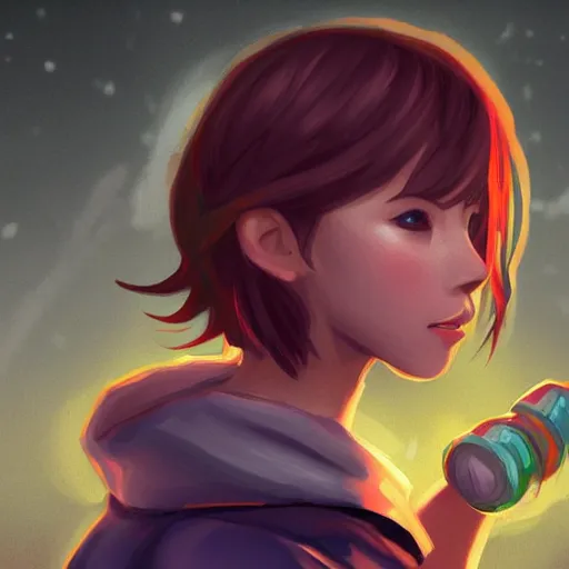 Prompt: a digital painting of Max Caulfield as a League of Legends champion. Art for the champion skin