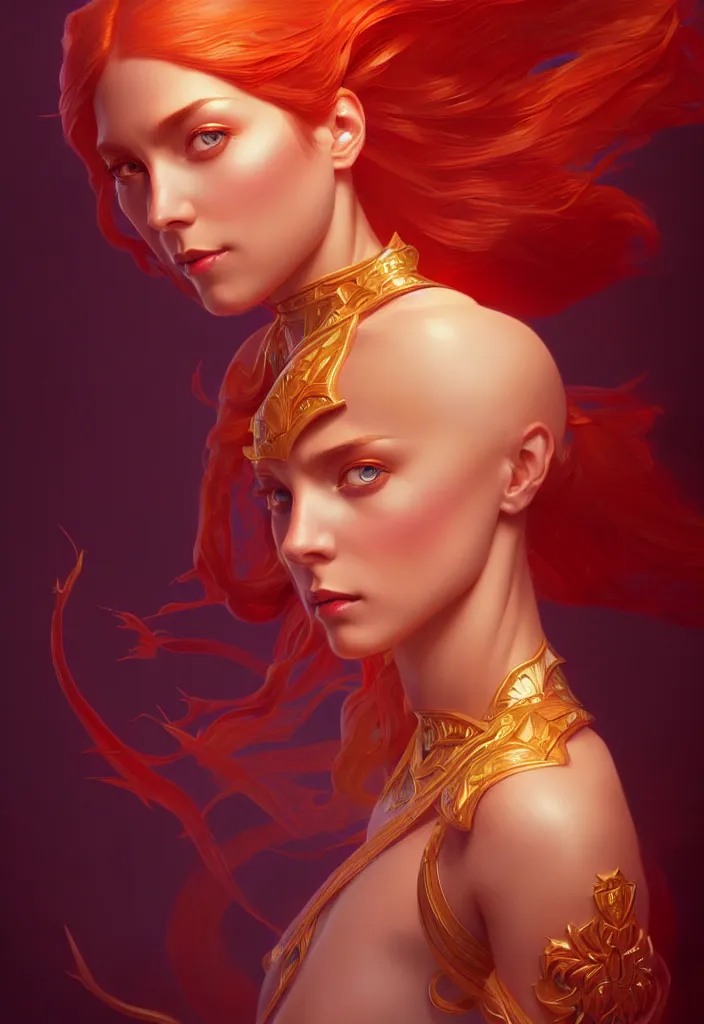 Image similar to symmetry portrait of lina, dota 2, global illumination. intricate, elegant, highly detailed, digital painting, artstation, concept art, smooth, sharp focus, illustration, art by artgerm and greg rutkowski and alphonse mucha