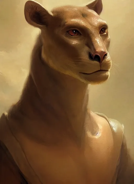 Prompt: a beautiful closeup shot from a fantasy film of a humanoid fossa wearing a loose tunic. an anthropomorphic fossa. portrait. joseph ducreux, greg rutkowski.