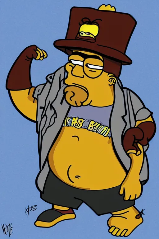 Image similar to notorious big in the art style of the simpsons tv show