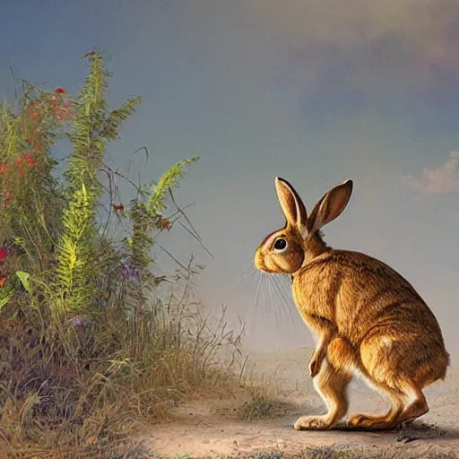 Prompt: rabbit explorer by James Gurney.