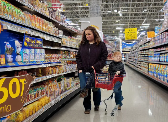 Image similar to professional wildlife photograph of a a person shopping at walmart, cinematic lighting, apex predator, natgeo