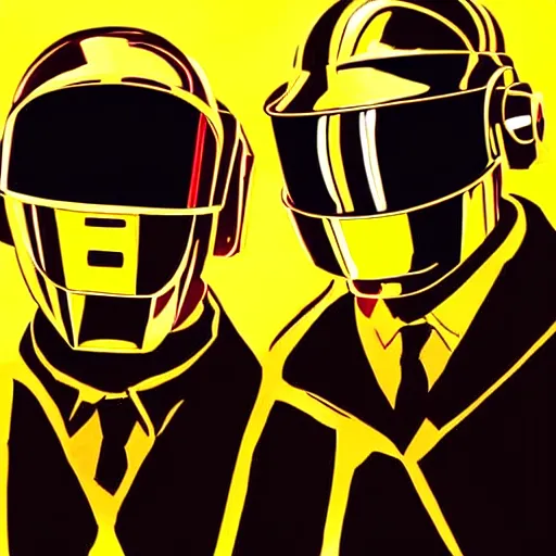 Image similar to portrait of daft punk and daft punk, in a dark and gritty style. dramatic lighting, high quality, realistic.