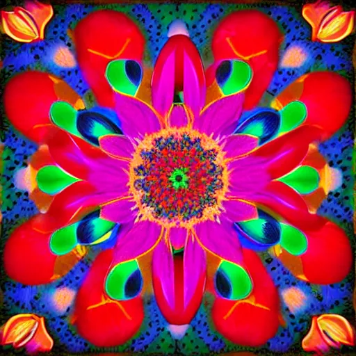 Prompt: flower optical illusion of infinite depth perspective pointillism style