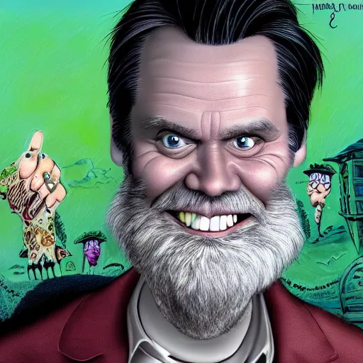 Image similar to cartoon of jim carrey by terry gilliam, hd, detailed, 4 k, award winning