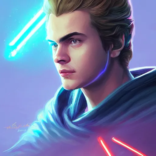 Prompt: anakin skywalker ( hayden christensen ) star wars attack of the clones, digital painting bioluminance alena aenami artworks in 4 k design by lois van baarle by sung choi by john kirby artgerm style pascal blanche and magali villeneuve