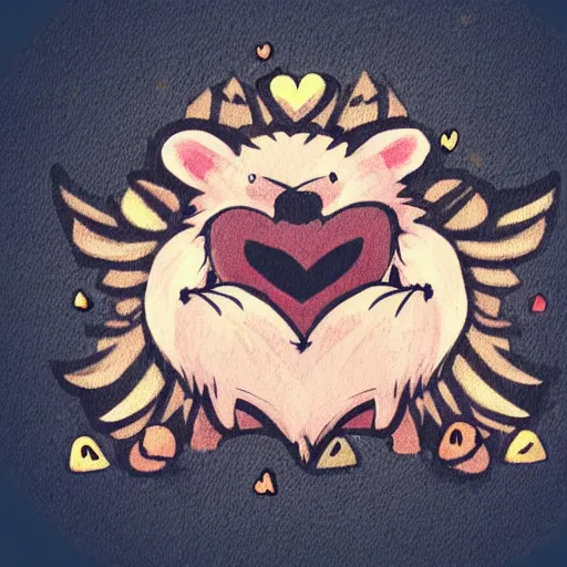 Image similar to cute hedgehog heart love laughing cute adorable emote twitch waving lineart