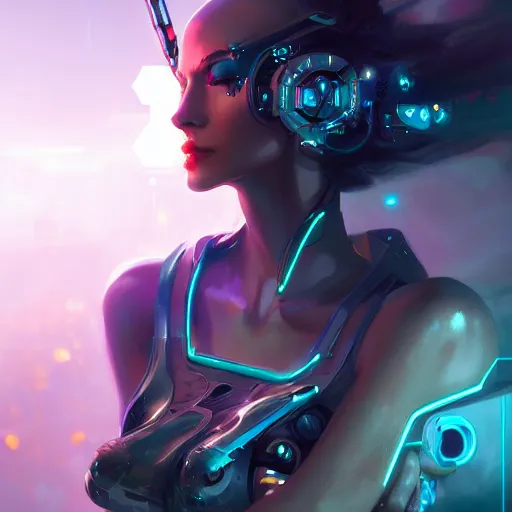 Image similar to a portrait of a beautiful cybernetic dancer, cyberpunk concept art by pete mohrbacher and wlop and artgerm and josan gonzales, digital art, highly detailed, intricate, sci-fi, sharp focus, Trending on Artstation HQ, deviantart, unreal engine 5, 4K UHD image