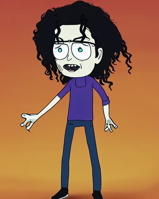 Image similar to portrait of michael jackson in the style of justin roiland. cinematic lighting. style of rick & morty. photographic, photography. by justin roiland