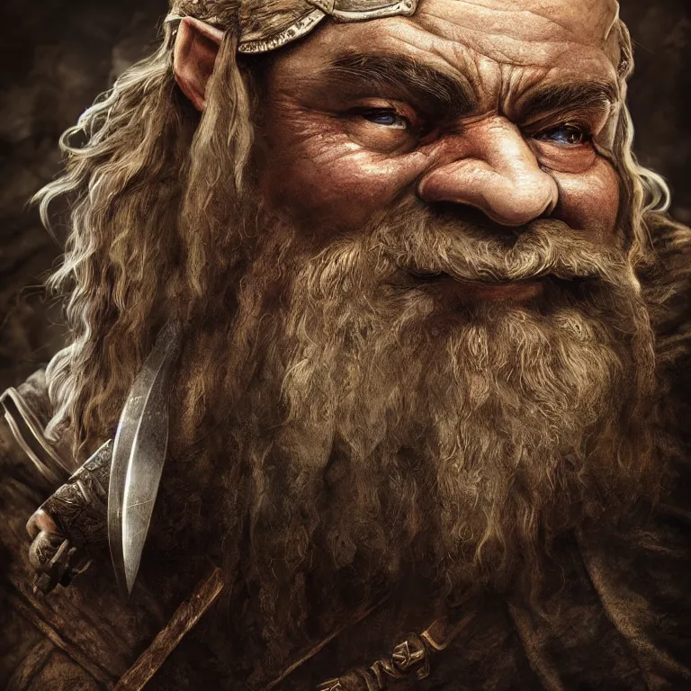 Image similar to dwarf warrior, lord of the rings style, poster, character portrait, portrait, close up, concept art, intricate details, highly detailed, full body, 8 k