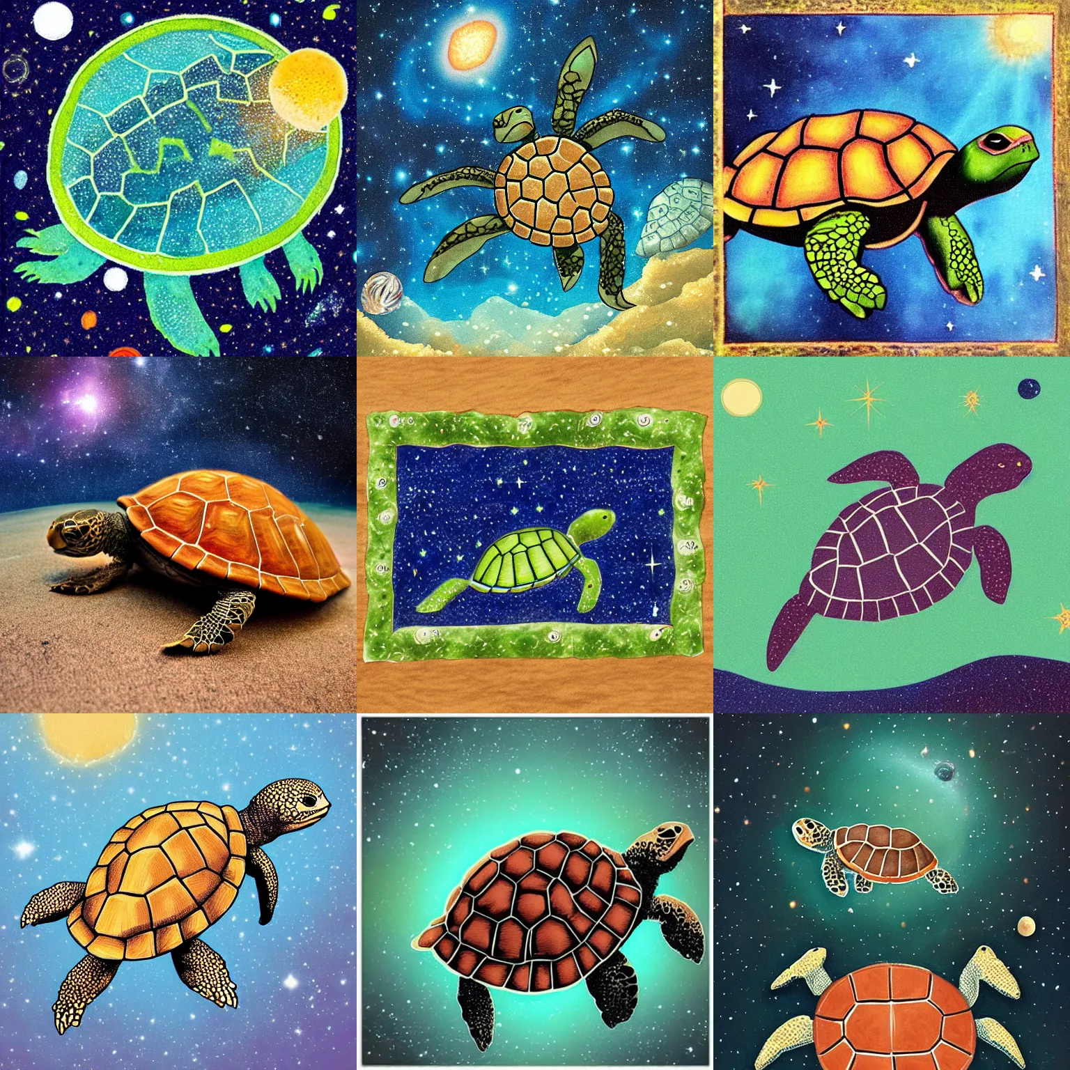 Prompt: a turtle creating the universe
