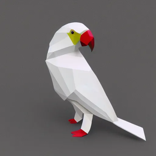 Image similar to low poly render of parrot, white background