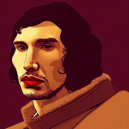 Image similar to “ adam driver retro minimalist portrait by jean giraud, moebius starwatcher comic, sharp, smooth face, 8 k ”