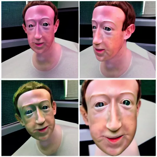 Image similar to poorly made mark zuckerberg wax sculpture