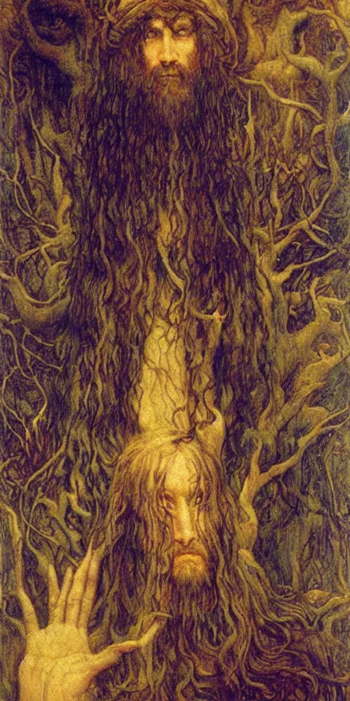 Image similar to Portrait of a druid, by Jean Delville