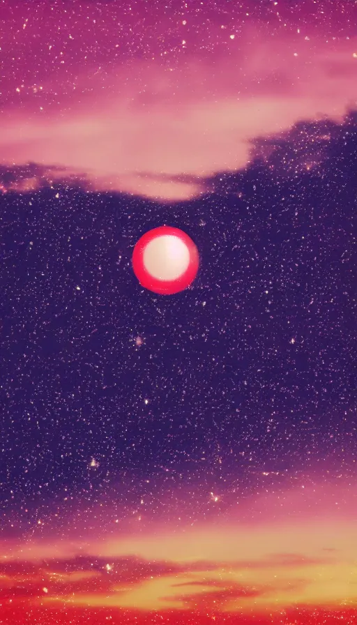 Image similar to a single beautiful star rising over the morning horizon, center of sky, stylized, Japanese style