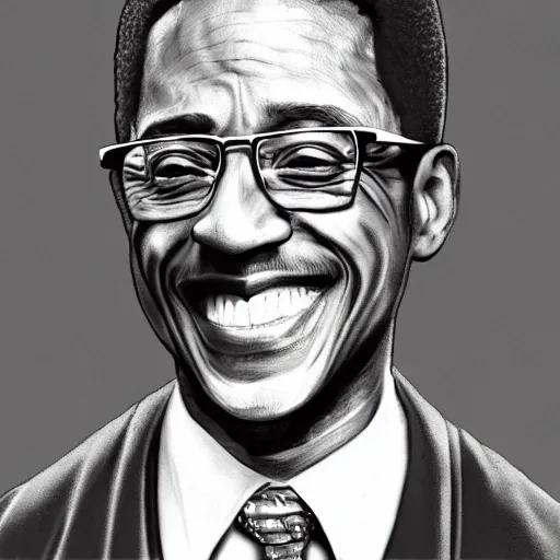 Image similar to black and white pencil sketch of gustavo fring smiling