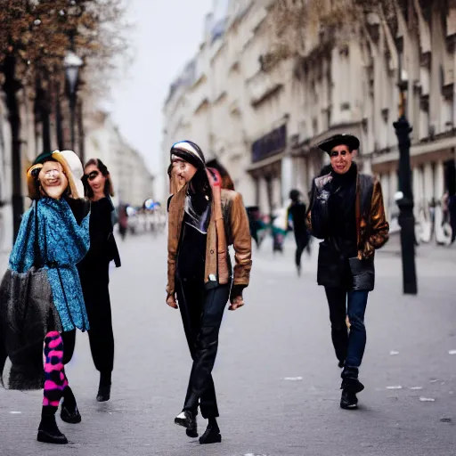 Prompt: photo of stylish people in the streets of paris, street photography, vogue, fashion photo, 4 k, higly detailled