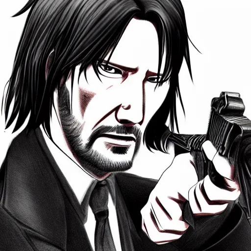 Prompt: portrait of John Wick in anime style, anime, detailed face, Anime