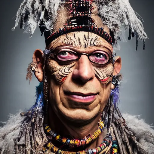 Prompt: UHD hyperrealistic impressive photo of Klaus Schwab wearing authentic voodoo priest costume and voodoo makeup, wearing authentic attire, correct face, accurate Klaus Schwab face, intricate details, ornate attire, intricate voodoo makeup, by Ayami Kojima, Amano, Karol Bak, Greg Hildebrandt, and Mark Brooks, by Antonio Caparo and Ferdinand Knab and Greg Rutkowski UHD photorealistic trending on artstation