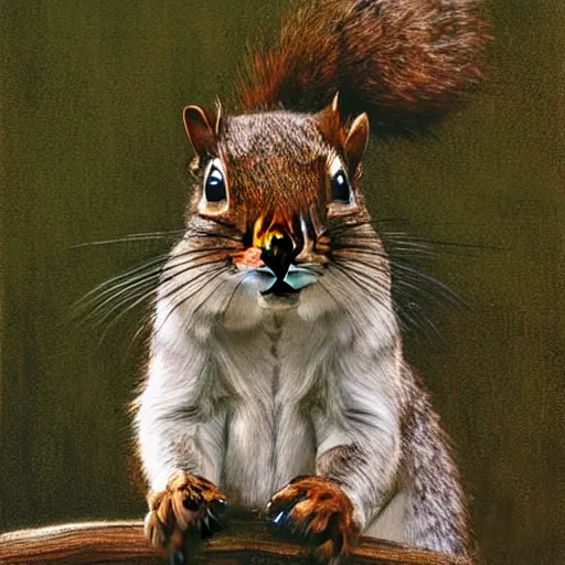 Prompt: portrait of a squirrel wear an aviators cap, 8 k, by norman rockwell,