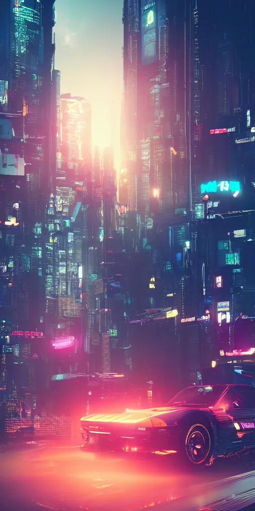 Prompt: a skyline at night, cyberpunk style, digital painting, concept art, smooth, sharp focus, hyperrealistic, illustration, artstation trending, octane render, unreal engine, ambient light, dynamic lighting, magical, dark vibes, Cyberpunk 2077