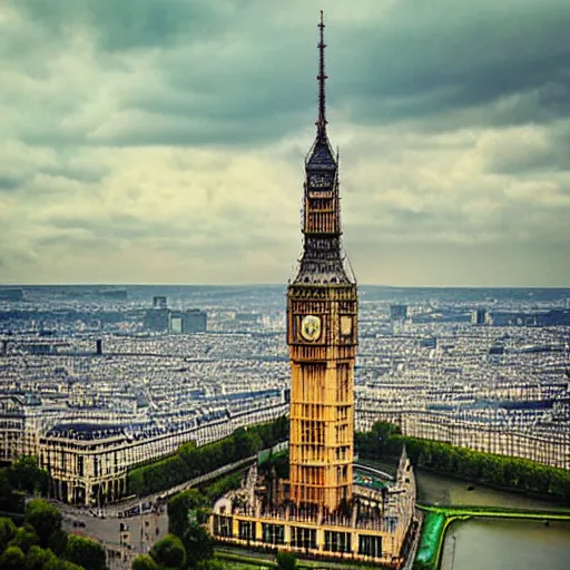 Image similar to big ben shaped eiffel tower, photo