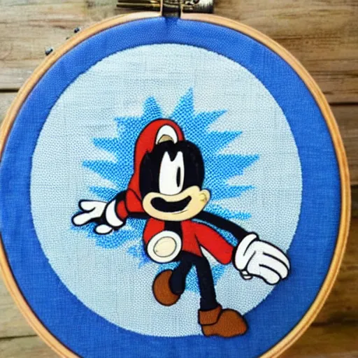 Image similar to a backpack embroidery obama sonic the hedgehog super Mario