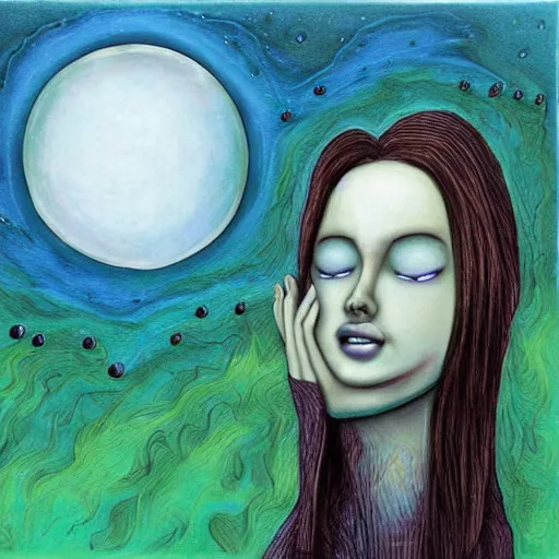 Image similar to surreal tears from the moon, art by jeff lyons and sandra pelser