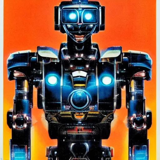 Image similar to portrait of a mecha robot, symmetrical, movie poster art by drew struzan,