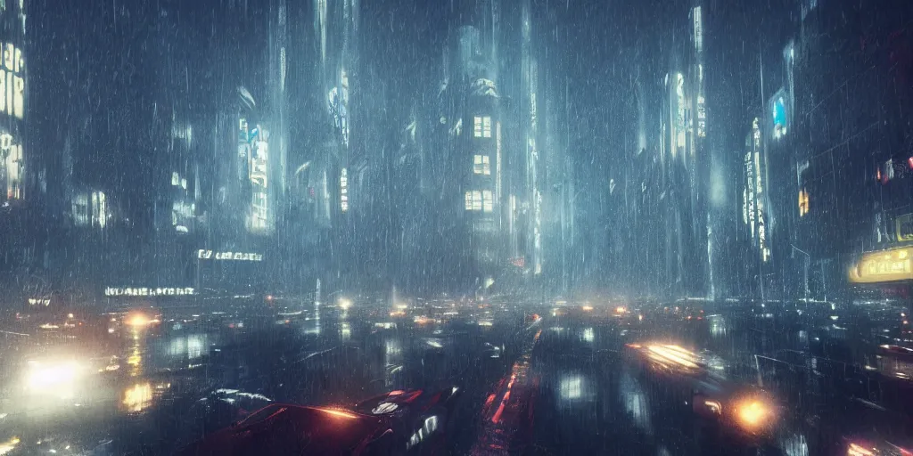 Image similar to blade runner city, by mobius,filmed,flying cars,raining at night,trending on ArtStation ,digital art, sharp focus,high quality