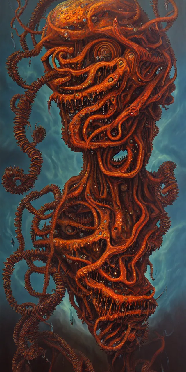 Image similar to oil on canvas portrait painting, polycount, surrealism, surrealist, lovecraftian, cosmic horror, high detail