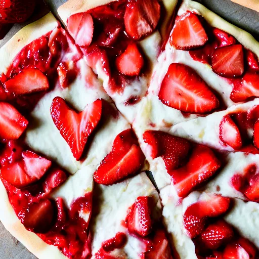 Image similar to a 5 0 mm macro shot of a strawberry pizza