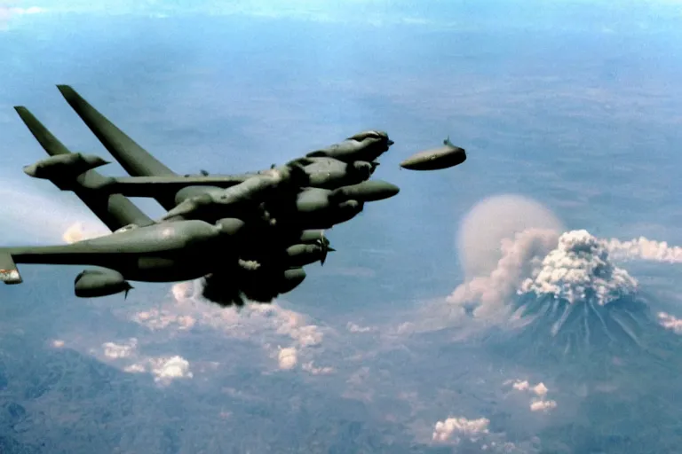 Prompt: guatemala getting nuked, ac 1 3 0 footage, government released footage