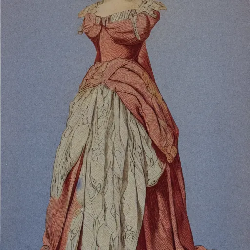 Image similar to a print of a female body on dress, highly detailed