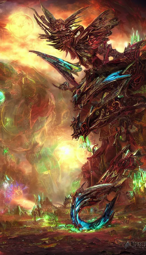 Image similar to psytrance artwork, from guild wars