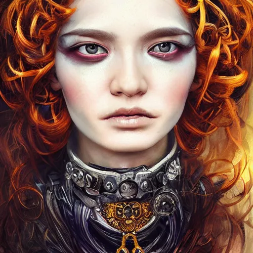 Image similar to portrait, headshot, insanely nice professional hair style, dramatic hair color, digital painting, of a old 17th century, old cyborg merchant, amber jewels, baroque, ornate clothing, scifi, realistic, hyperdetailed, chiaroscuro, concept art, art by Franz Hals and Jon Foster and Ayami Kojima and Amano and Karol Bak,