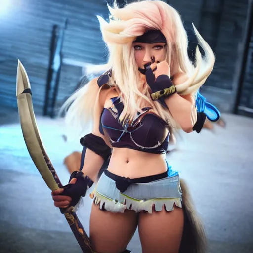 Image similar to real life photograph of sejuani from league of legends