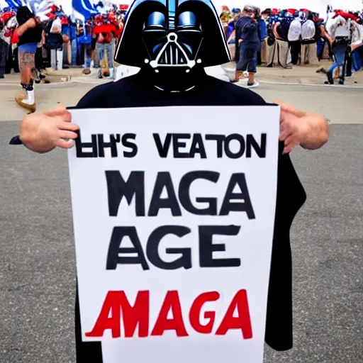 Image similar to darth vader at a maga rally