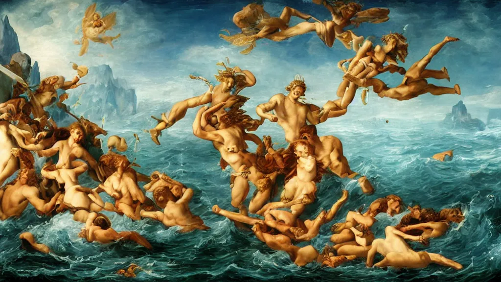 Image similar to epic masterpiece of Oceanus begetting Oceanus mythological