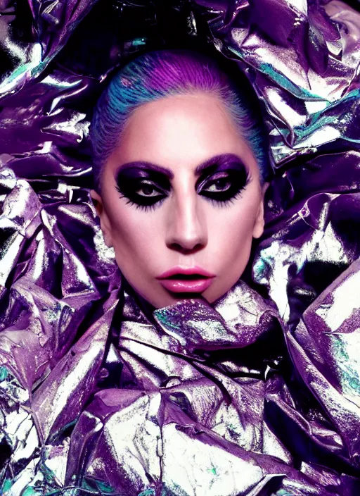 Prompt: lady gaga styled by nick knight posing ,90s themed, vogue magazine, Highly realistic. High resolution. Highly detailed. Dramatic. 8k.4k.