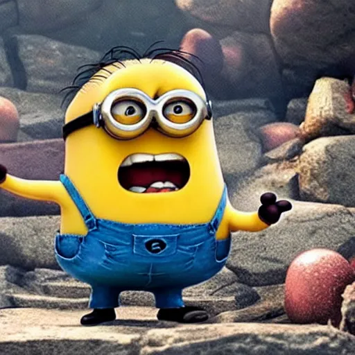 Image similar to the rock in minions, cartoon, detailed, cinematography